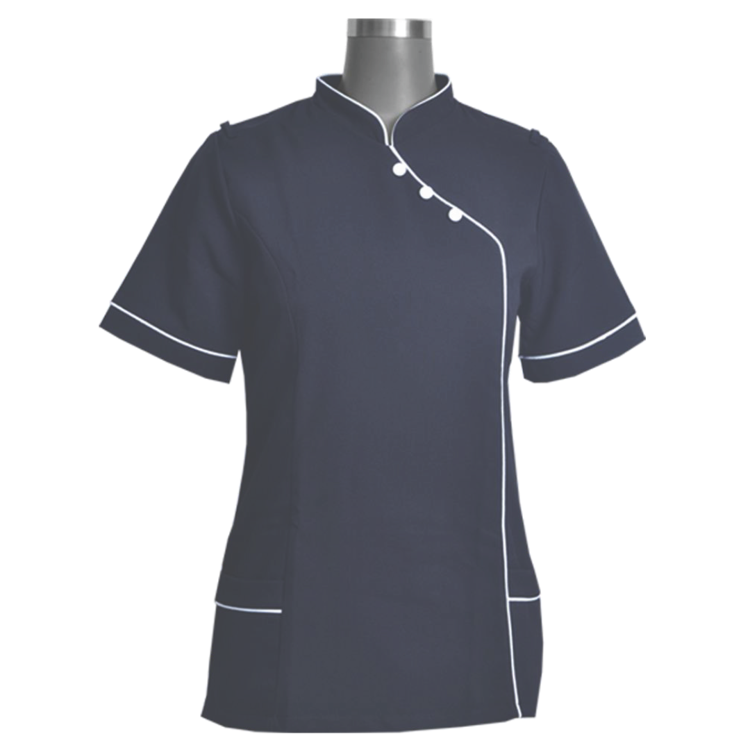 Nancy Blouse Navy/White (BL3049)with piping detail down front